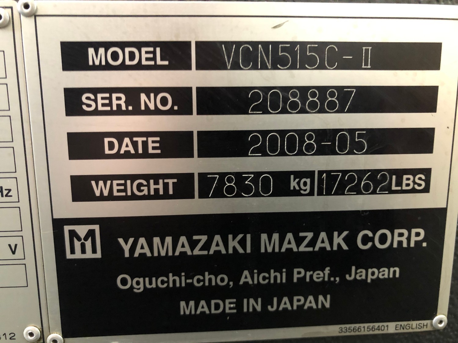 中古立マシニングセンタ VCN-515C-Ⅱ マザック